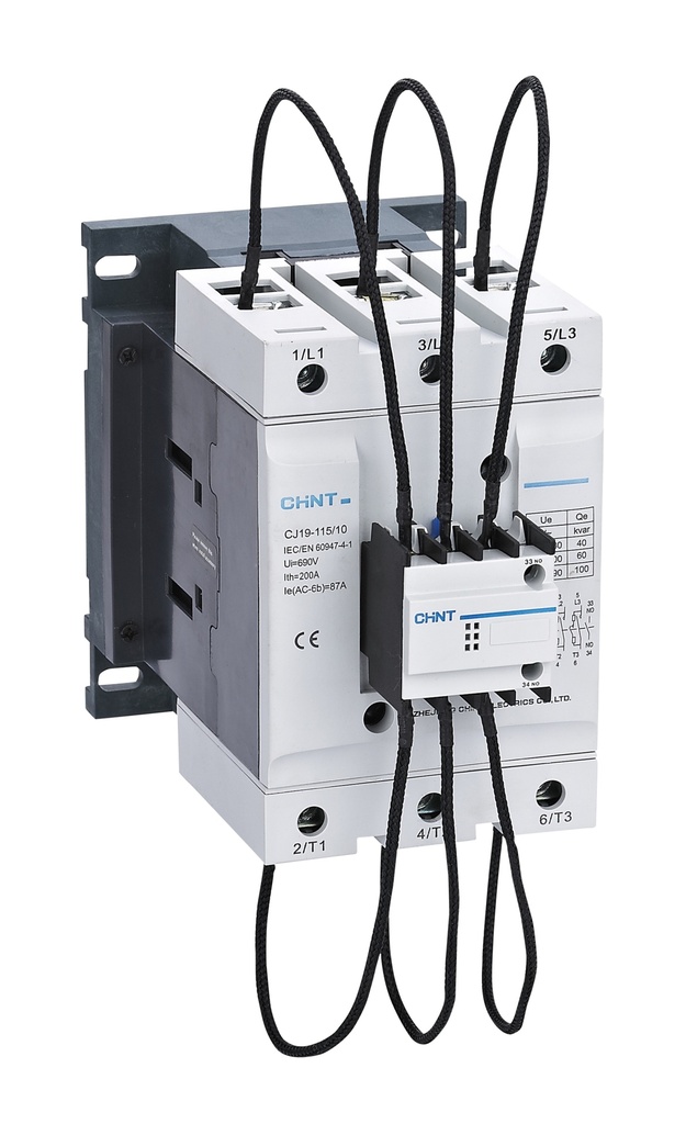 Contactor p/condensador 3P, 115A, 40/60/100 KVAR, 230/400/690V, bob. 220V, aux 1NA, 50/60Hz