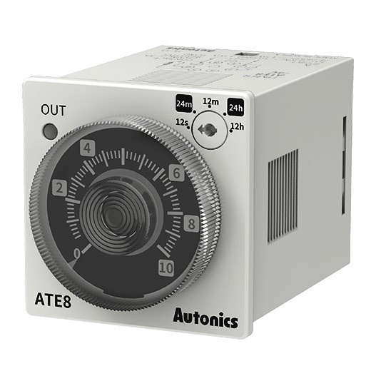 Temporizador Analógico Simple 8 Pines, 100-240VAC/24-240VDC, 48x48mm, T. 0,1s-1h, IP40