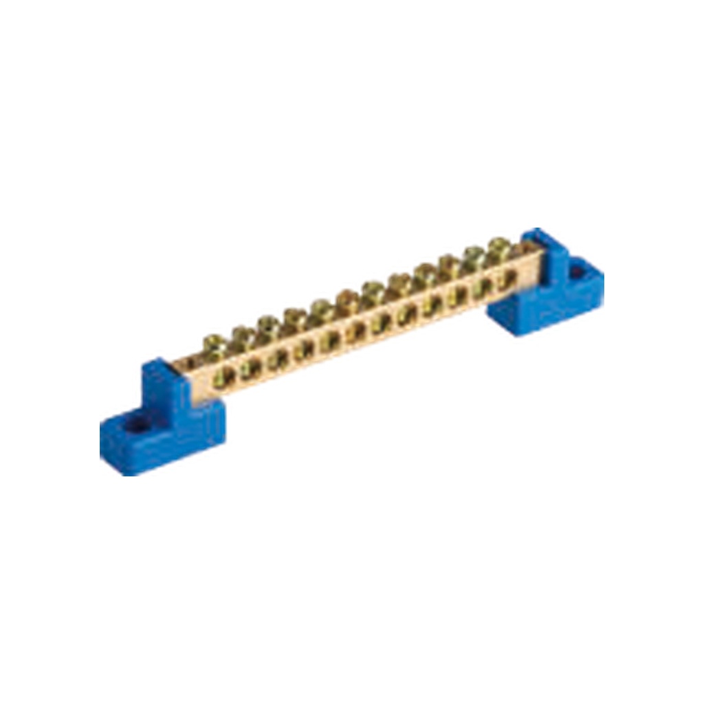 Bornera Tierra 6x9mm 12 Puntos PVC Verde