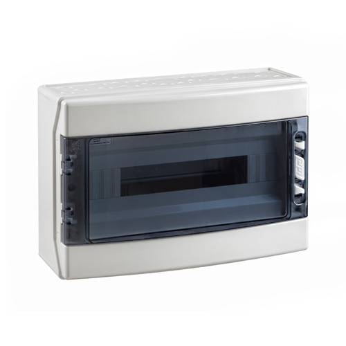 Tablero ABS libre halógeno adosable c/puerta fumé 18 polos s/tierra UV IP65 IK08