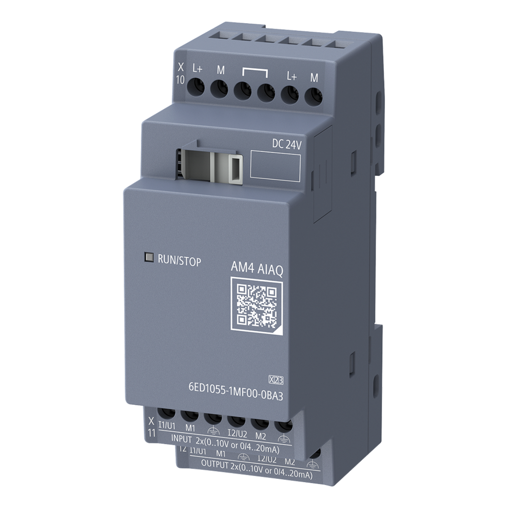MODULO DE AMPLIACION LOGO! AM4 AI/AQ aliment. 24 V DC, 2 AI (entradas) de 0-10 V o 0/4-20 mA y 2 AQ (salidas) , 0-10 V o 0/4-20 mA para LOGO! 9