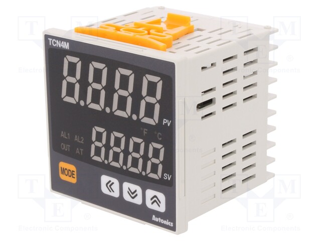 Controlador de Temperatura PID 4 dígitos con 2 alarmas, 100-240VAC 50/60Hz, 72x72mm, Salida relé + SSRP